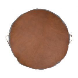 Leather Circular Floor Cushion - Tan