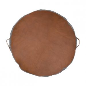 Leather Circular Floor Cushion - Tan