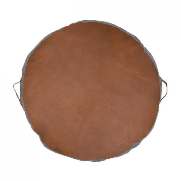 Leather Circular Floor Cushion - Tan