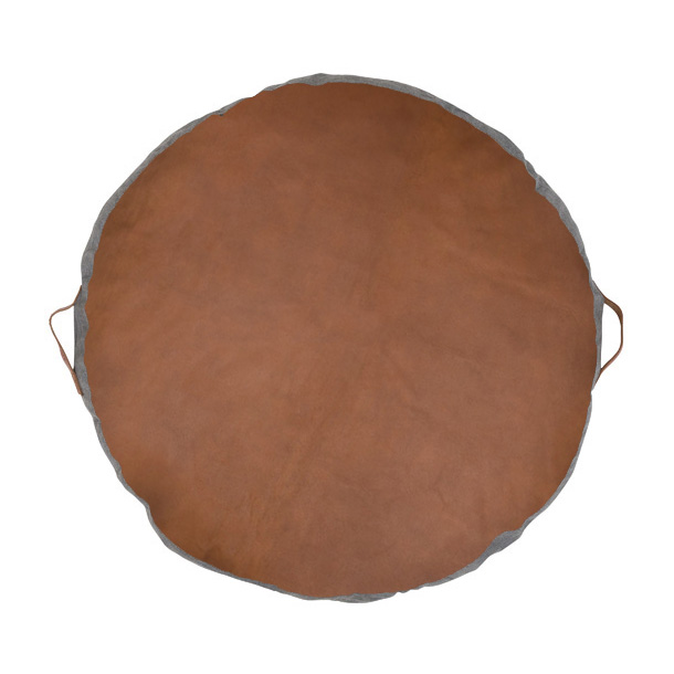 Leather Circular Floor Cushion Tan, Leather Floor Cushions Large
